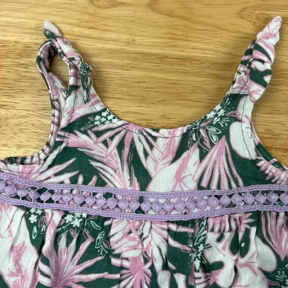 Cat & Jack Toddler Girls' Green Palm Tank Romper - Size 12M - NWT